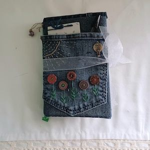 Handmade Denim Junk Journal Hot Air Balloon. Junk Journal Scrapbook