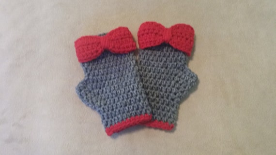 Scarlet and Gray Fingerless Gloves