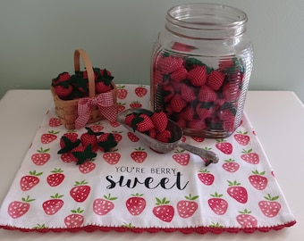 Fabric Strawberries Bowl Filler Set of 12