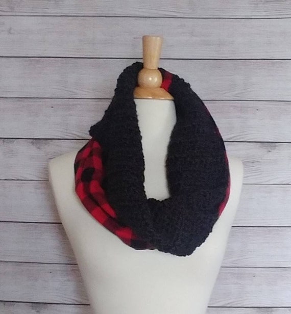 Flannel and Crochet Infinity Scarf