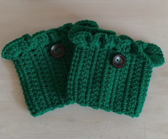 Green Ruffled Boot Cuffs Boot Toppers