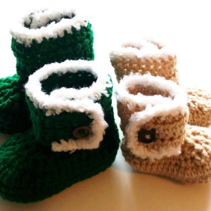 Infant Booties - Crocheted Booties - Crochet Ugg Style Baby Boots - 6 Colors to choose from.