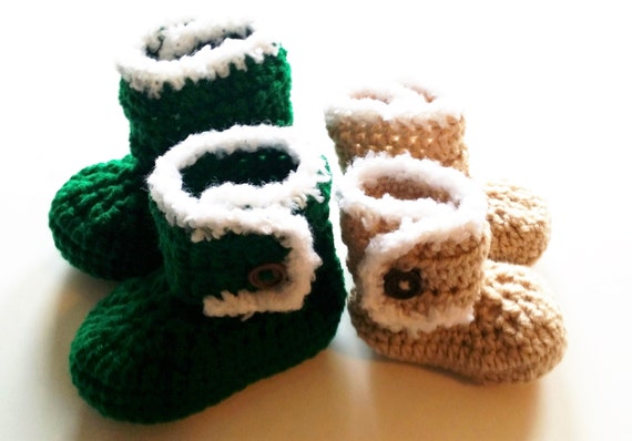 Infant Booties - Crocheted Booties - Crochet Ugg Style Baby Boots - 6 Colors to choose from.