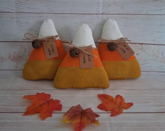 Primitive Candy Corn Shelf Sitter, Candy Corn Stuffie, Halloween Decor
