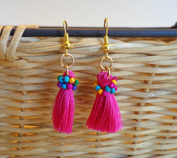 Pink Tassel Earrings