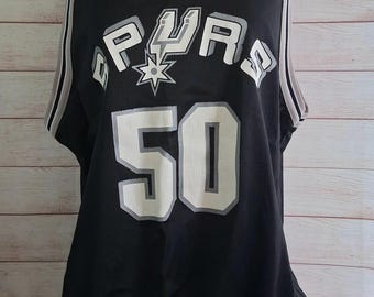 90's Vintage San Antonio Spurs Black Basketball Jersey Size 48