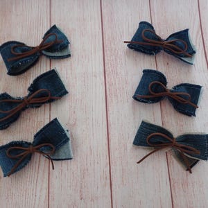 Recycled Dark Denim Hair Clips Hair Bow Barrette