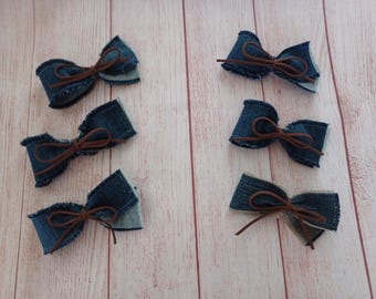 Recycled Dark Denim Hair Clips Hair Bow Barrette