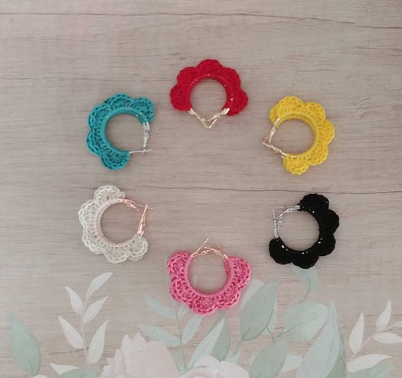 Crochet Scallop Hoop Earrings