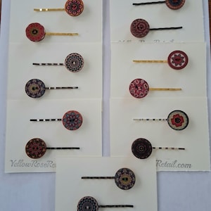 Wood Button Bobby Pins Hair Pins.