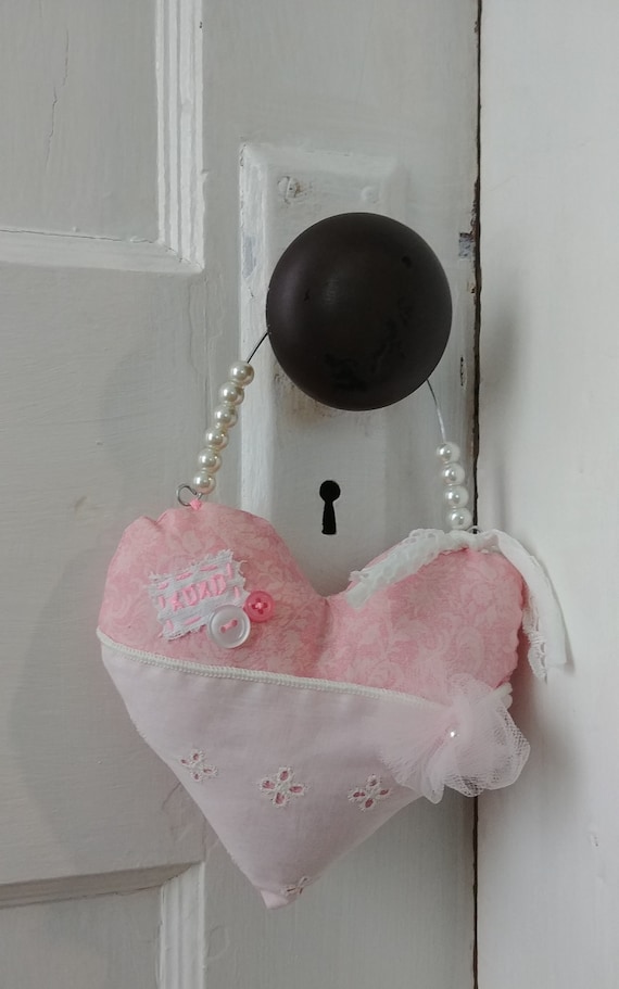 Pink and White Heart Door Hanger