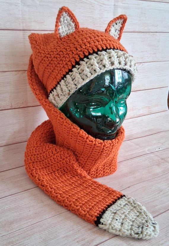 Crochet Fox Hat/Scarf Combo Adult