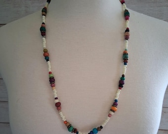 Multicolor Beaded Necklace, Long Womens Necklace