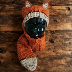 Crochet Pattern Fox Hat/Scarf Combo Adult Size Digital Download