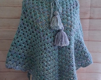Blues Crochet Poncho Coming Home Poncho