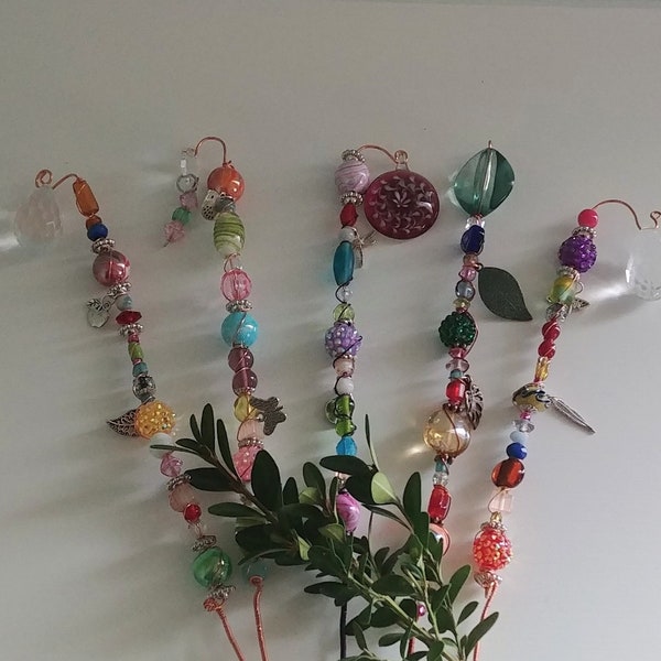 Beaded Garden Stakes Etsy