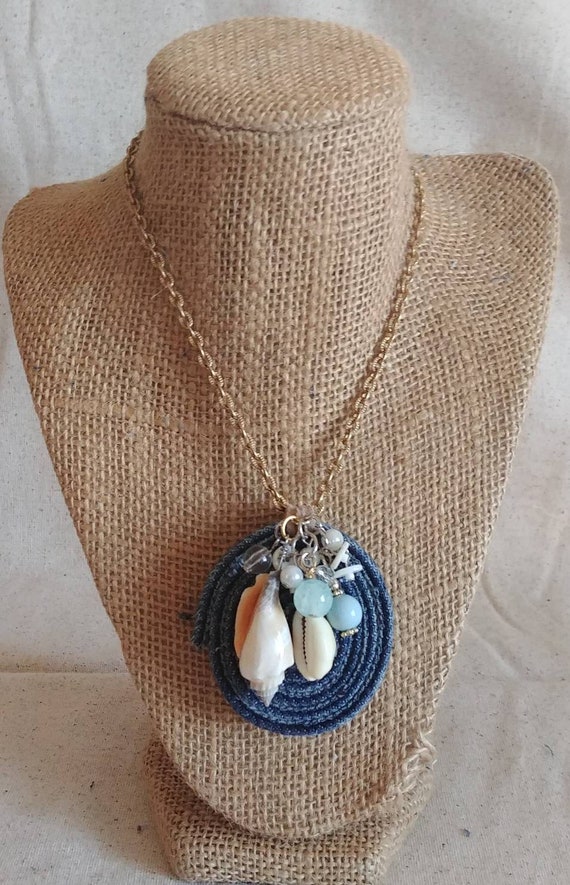 Sand and Sea Upcycled Denim Necklace