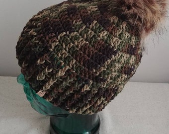 Camo Hat with Pom