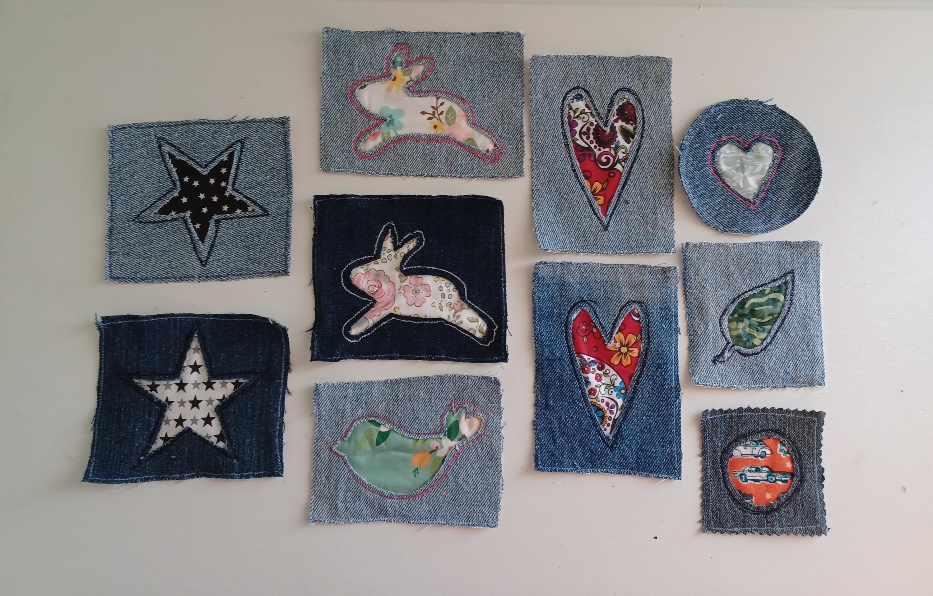 Craft Patch Sew on Recycled Denim Patches Denim Appliques Craft Patches - Etsy