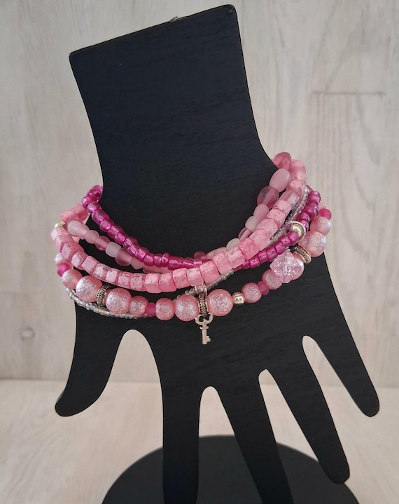 Set of Five Pink Bracelets