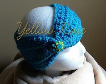 Women's Blue Crochet Headband.