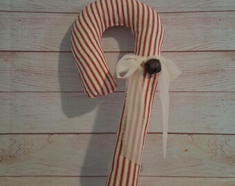 Large Fabric Candy Cane Red Ticking