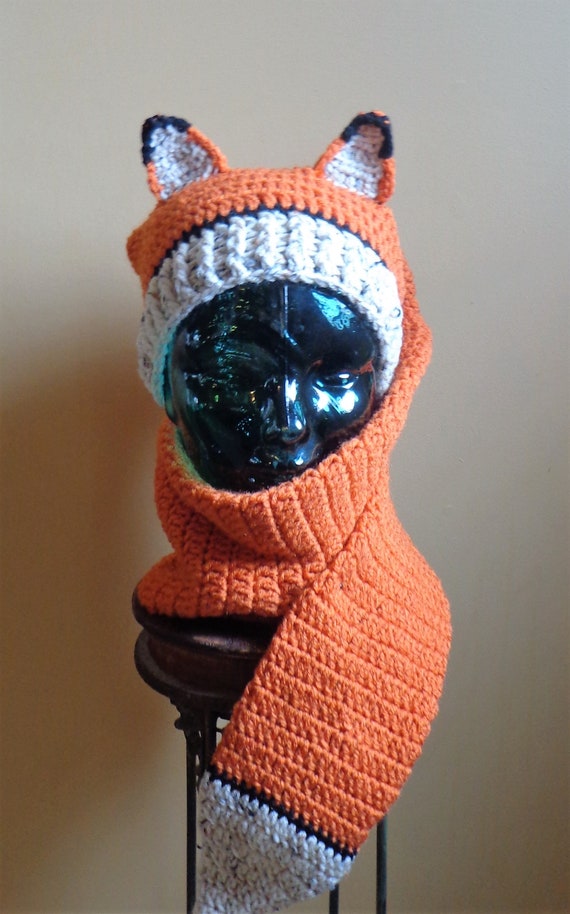 Crochet Pattern Fox Hat/Scarf Combo Adult Size Digital Download