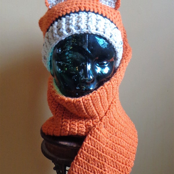 Crochet Pattern Fox Hat/Scarf Combo Adult Size Digital Download