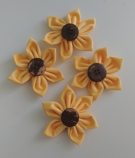 Fabric Flowers Sunflowers Set of 4