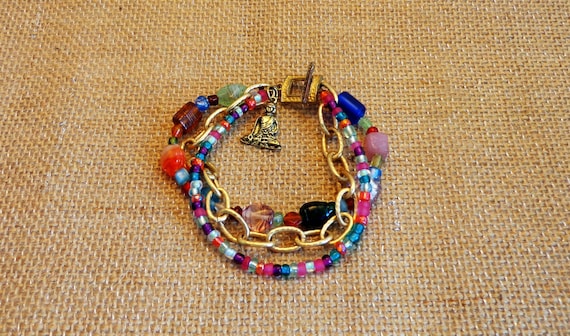 Triple Strand Beaded Bracelet