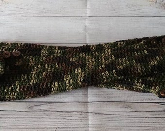 Crochet Camoflauge Thigh High Button Legwarmers.