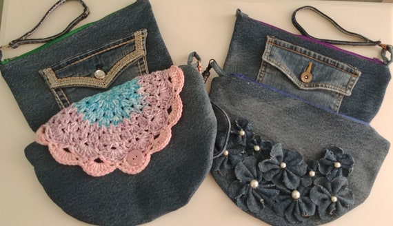 Denim Wristlet Bag