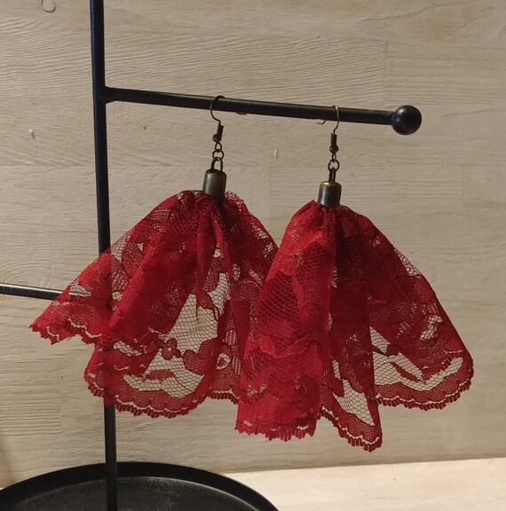 Merlot Vintage Lace Earrings