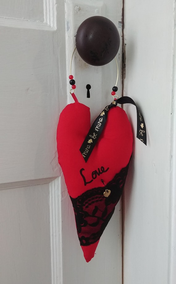 Red Heart Fabric Door Hanger