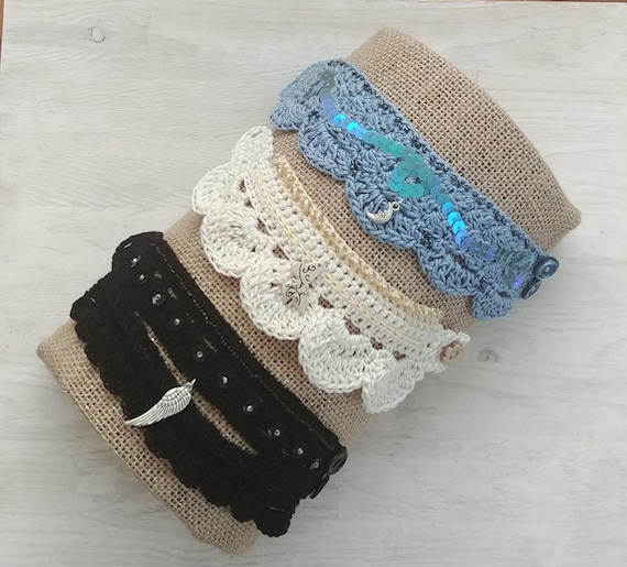 Crochet Wrist Cuff Bracelet Choose from 3 Styles