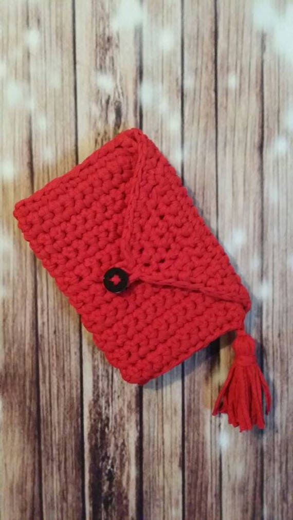 Red Crochet Tassel Clutch