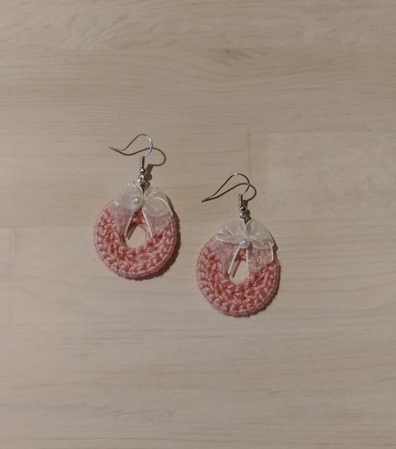 Pink Crochet Earrings