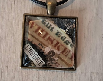 Whiskey and Lingerie Mixed Media Necklace