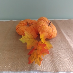 Set of 2 Handmade Fabric Pumpkins Orange