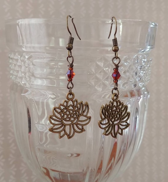 Antique Bronze Lotus Earrings