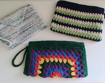 Handmade Crochet Clutch Crochet Zipper Pouch Crochet Bag