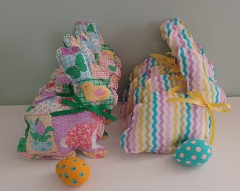 Fabric Bunny Easter Decor Farmhouse Seasonal Decor Basket Filler Easter Rabbit Toy Stuffie Spring Decor Pastel Rabbit Stuffed Bunny