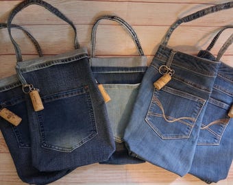 Recycled Denim Wine Tote