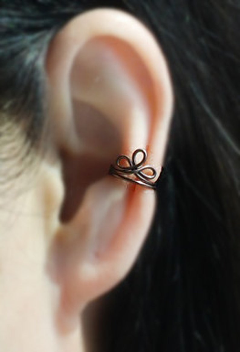Ear Wrap,cartilage earring Ear Jacket Bronze Color Twist infinity Ear Cuff