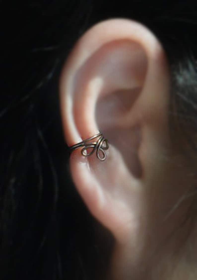Ear Wrap,cartilage earring Ear Jacket Bronze Color Twist infinity Ear Cuff