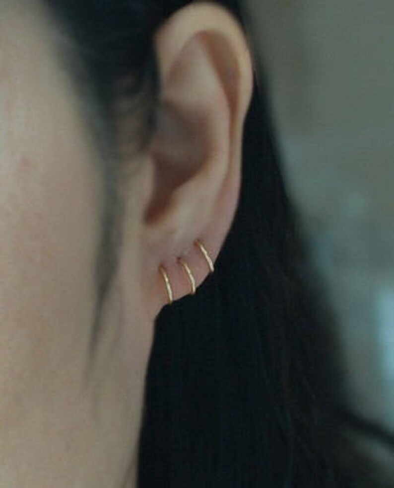 Solid Gold earring,Cartilage Hoop Earring,piercing,Ear Lobe 10K Solid Gold Nose ring,20gauge Nose Ring Hoop Faux Nose Ring,Gold Earring
