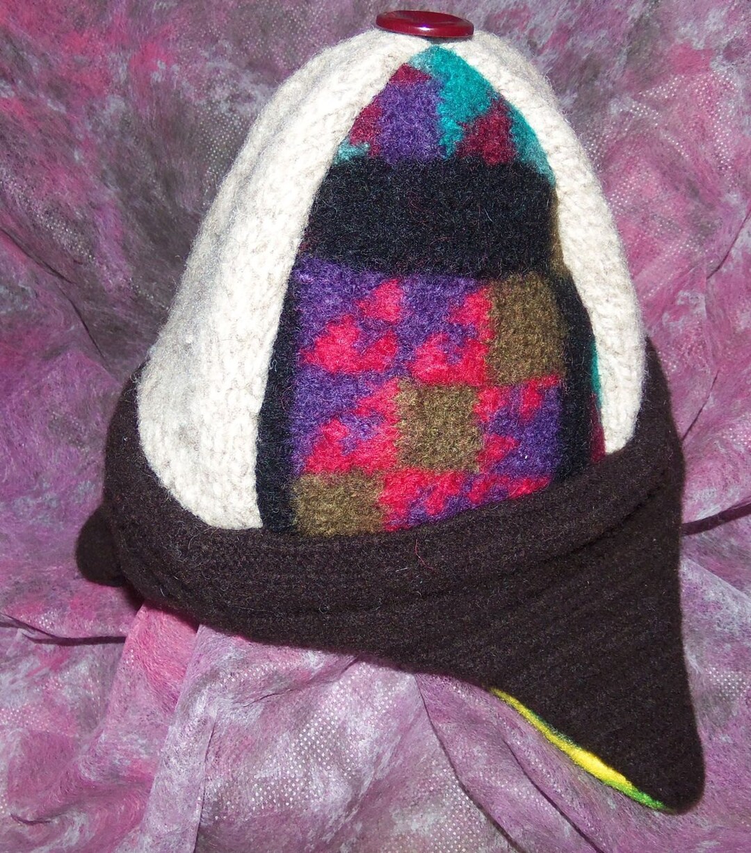 Enfant Toutpetit Garçon Fille Feutré Recyclé Pull en Laine Polaire Doublé Chapeau dHiver Avec