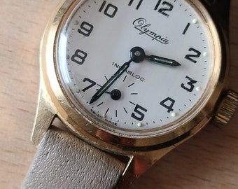 Dames vintage horloge, werkend, mechanisch uurwerk, verguld