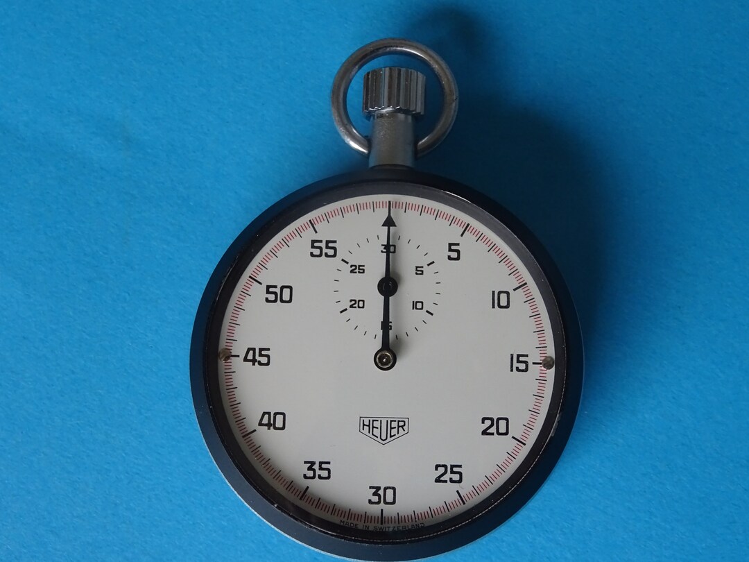Heuer Stop Watch Working 1960 / 70s Metal Case Black Etsy
