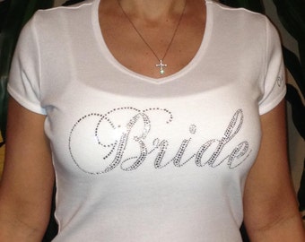 Bride to Be Bling Shirt Crystal Rhinestones  T-Shirt Womens Custom Date S M L XL 2xl 3xl